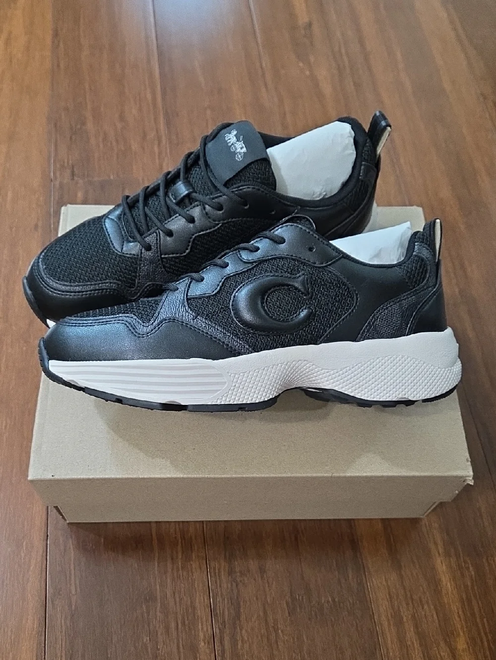 COACH STRIDER SNEAKERS SIGNATURE C BLACK & WHITE STYLE CY250 SIZE 7 NEW